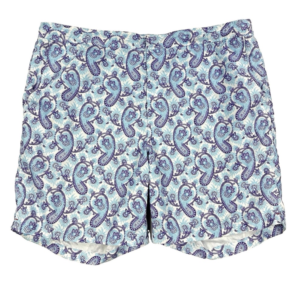 Mens Peter Millar Seaside Collection Blue Purple Paisley Swim Trunks Size XL